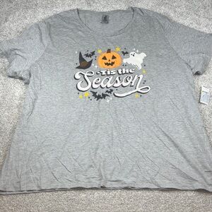 Women's 4XW tis the season Gray Halloween Graphic T-Shirt new with tags